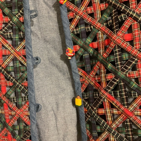 Casey & Max Vintage Vest Denim & Plaid Christmas School Large Blue Red Green - Picture 11 of 11